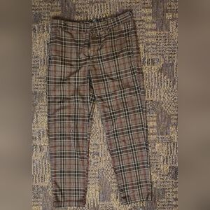 Men's Forever 21 Plaid Dress Pants - Brown and Red